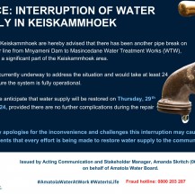 Interruption of Water Supply in Keiskammhoek