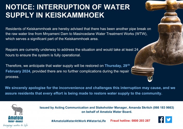 Interruption of Water Supply in Keiskammhoek
